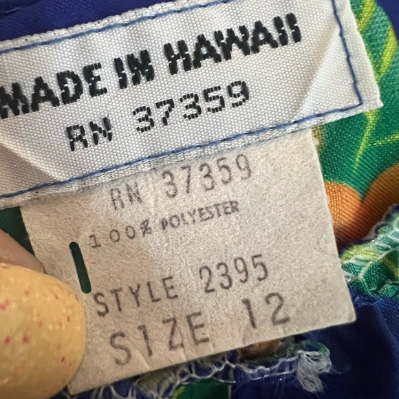 Vintage 12 Made In Hawaii Vibrant Blue Floral Hibiscus Maxi Dress Resortwear - Picture 7 of 8